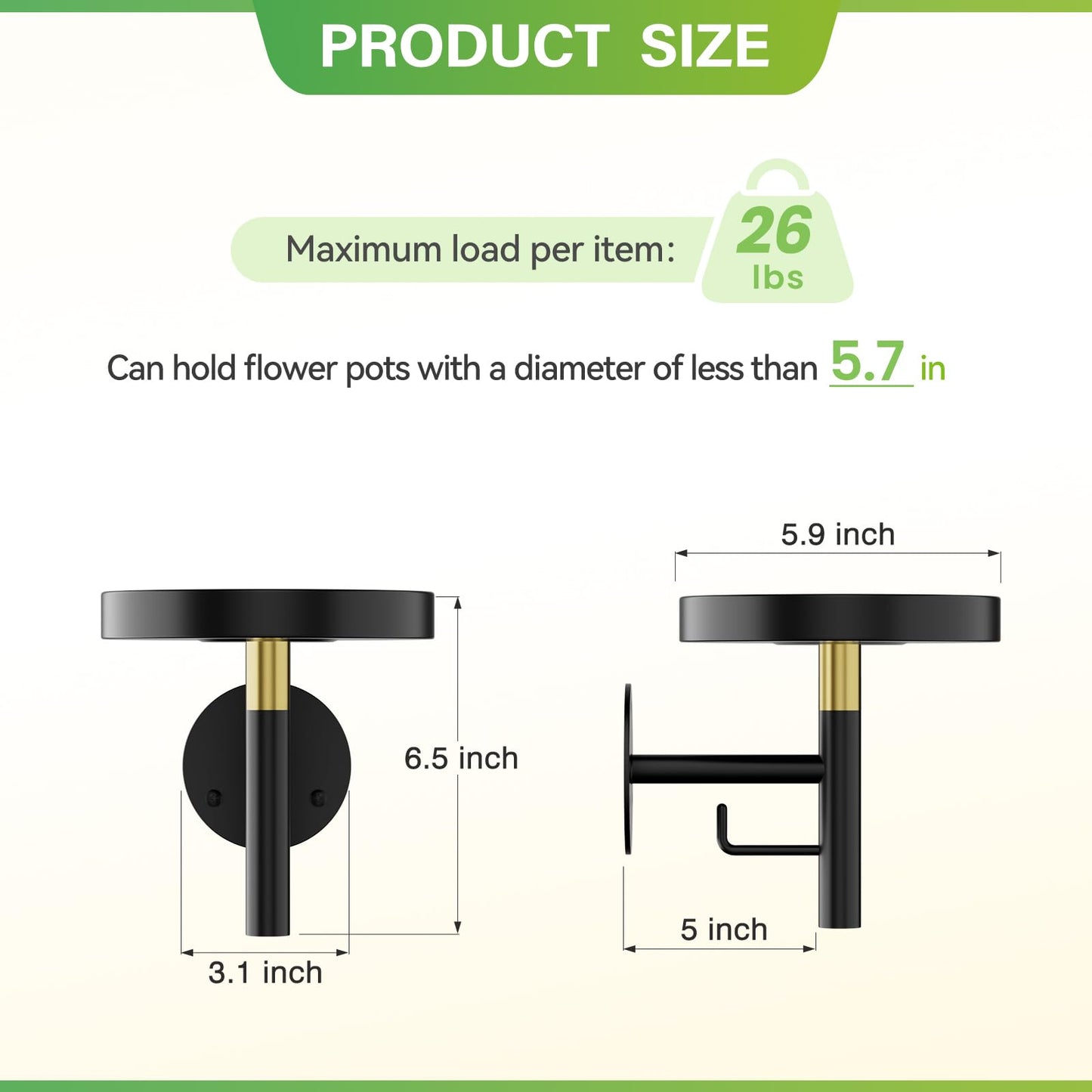 DELLAN Wall Plant Holder, 3 Pack Metal Wall Planters Stand Hanging Shelves for Indoor Plants, Window Sill Plant Decor for Bedroom, Bathroom, Living Room, Home, Office, BlackGold