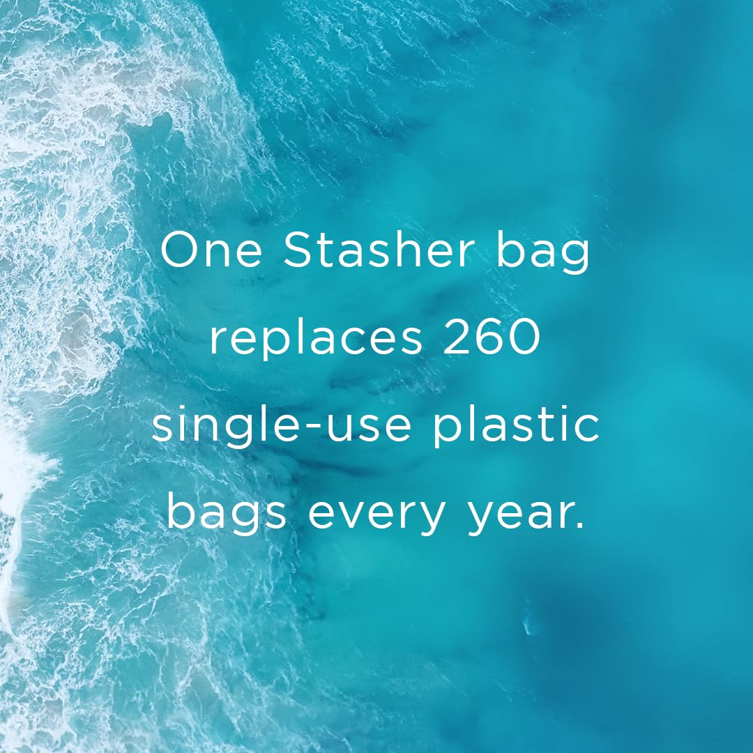 Stasher Premium Silicone Reusable Food Storage Stand-Up Mid Bag, Clear, Microwave, Sous Vide, Dishwasher, Oven and Freezer Safe, BPA Free, Leak-free, Eco-friendly, 56 Oz