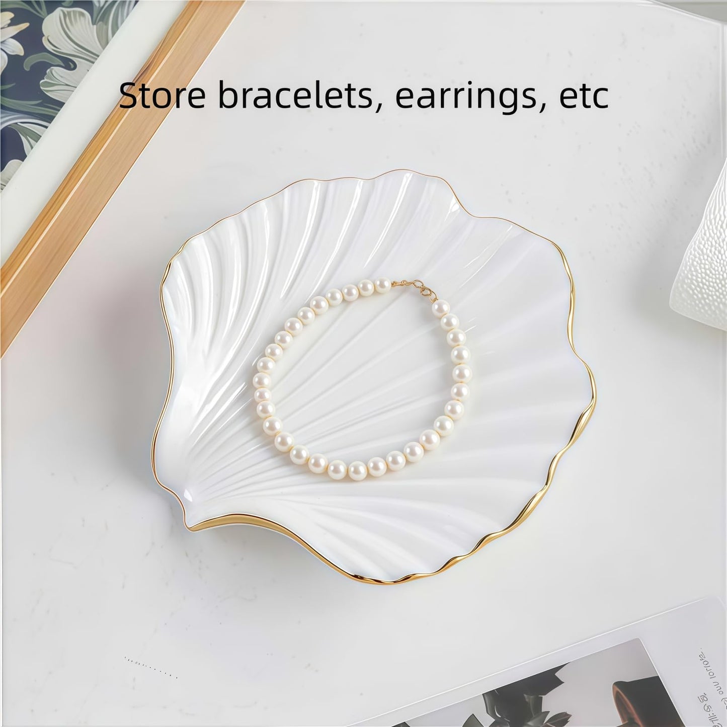 Shell-Shaped Soap Dish with Self-Draining Design Glaze, Easy to Clean, Ocean-Style Home Decoration, Creative Gift
