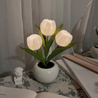 Naimo Tulip Night Light Rechargeable LED Night Lamp Flower Table Lamp for Bedroom Living Room Birthday Party Desktop Home Decor