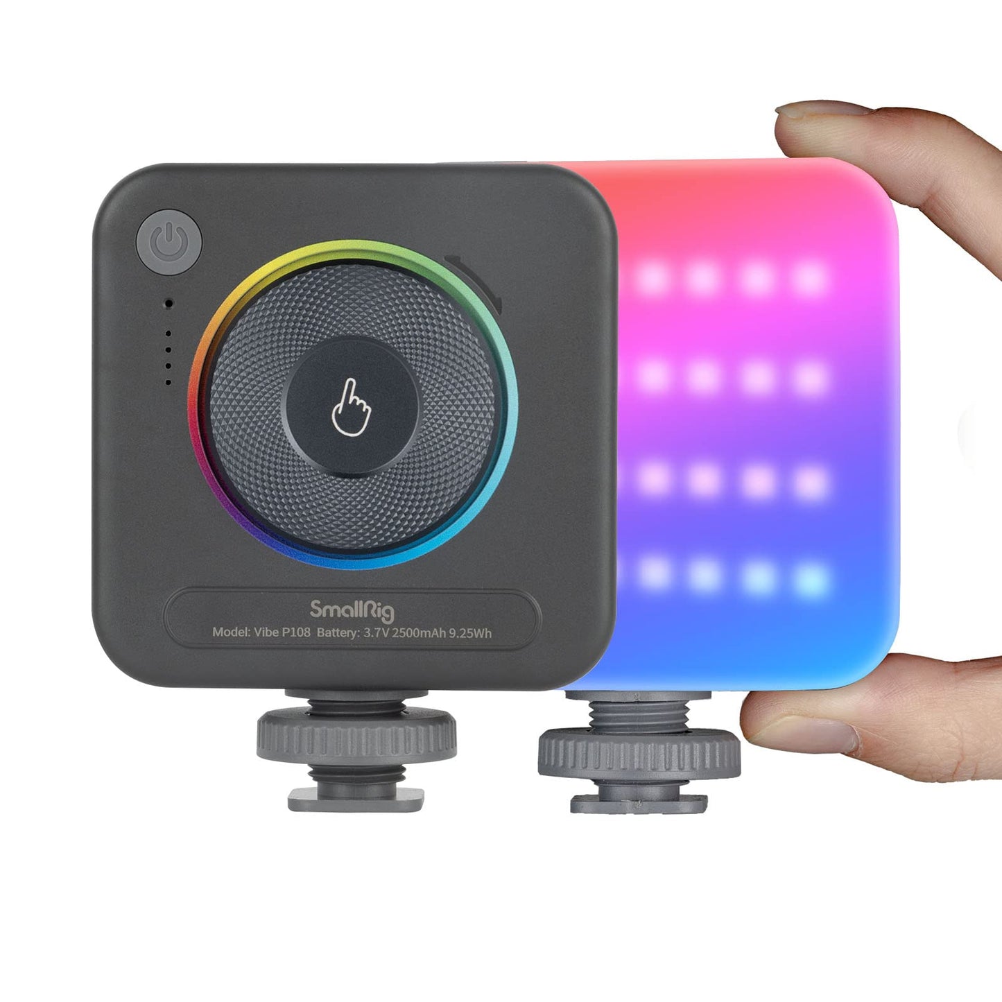 SmallRig P108 RGB Video Light,Portable LED Camera Lights 360° Full Color Photography Lighting w 3 Cold Shoe, 2500mAh Rechargeable On-Camera Video Light Panel 2700K - 6500K for YouTube, Vlogging