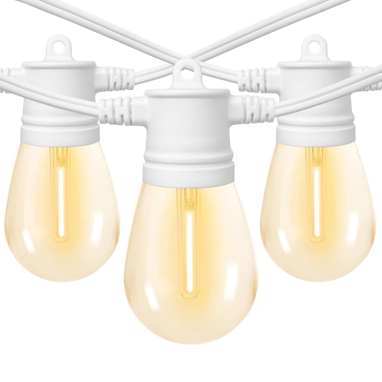 SUNTHIN White String Lights, 48ft White Outdoor Lights with 16 1W Shatterproof LED Bulbs for Patio, Garden, Backyard, Porch, Cafe, Deck, Wedding, Party