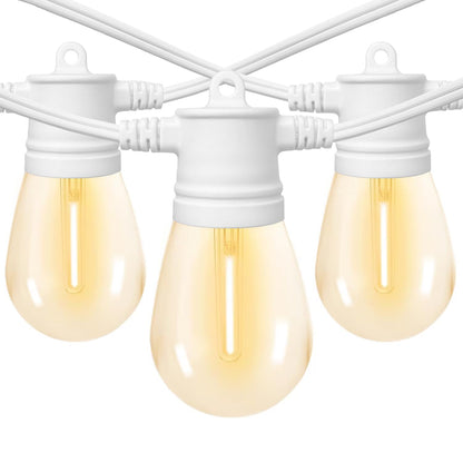 SUNTHIN White String Lights, 48ft White Outdoor Lights with 16 1W Shatterproof LED Bulbs for Patio, Garden, Backyard, Porch, Cafe, Deck, Wedding, Party