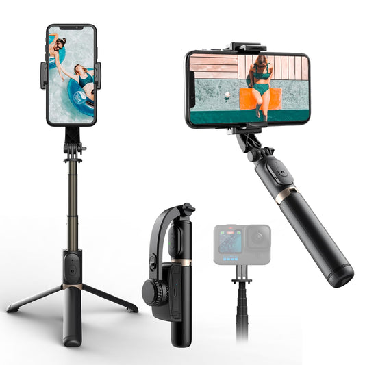 Gimbal Stabilizer for Smartphone,Selfie Stick Tripod with Remote Control Auto Balance 360° Rotation 1-Axis Phone Gimbal for Group Selfies Live Streaming Video Recording