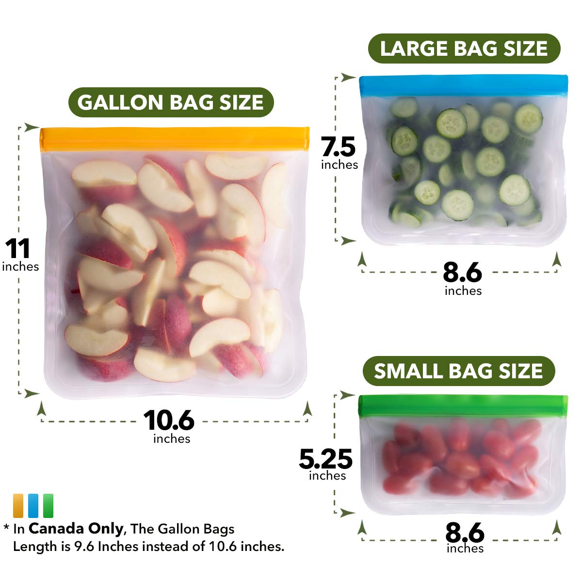 Greenzla Reusable Food Storage Bags - 12 Pack BPA-Free, Extra Thick, Leakproof Freezer & Lunch Carriers; 4 Gallon, Sandwich & Snack Options - Reusable Lunch Bags