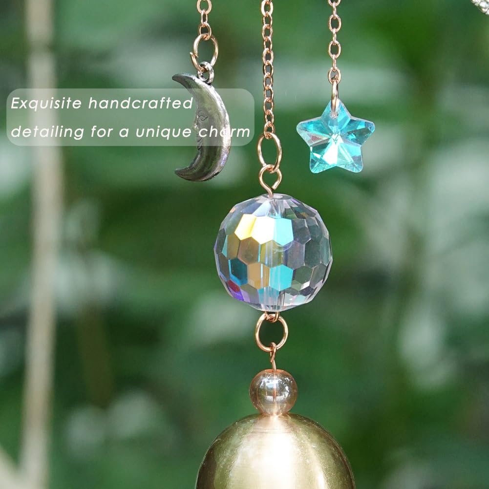 Hummingbird Rhinestone Hanging Bell for Window Garden Decor with Suncatcher