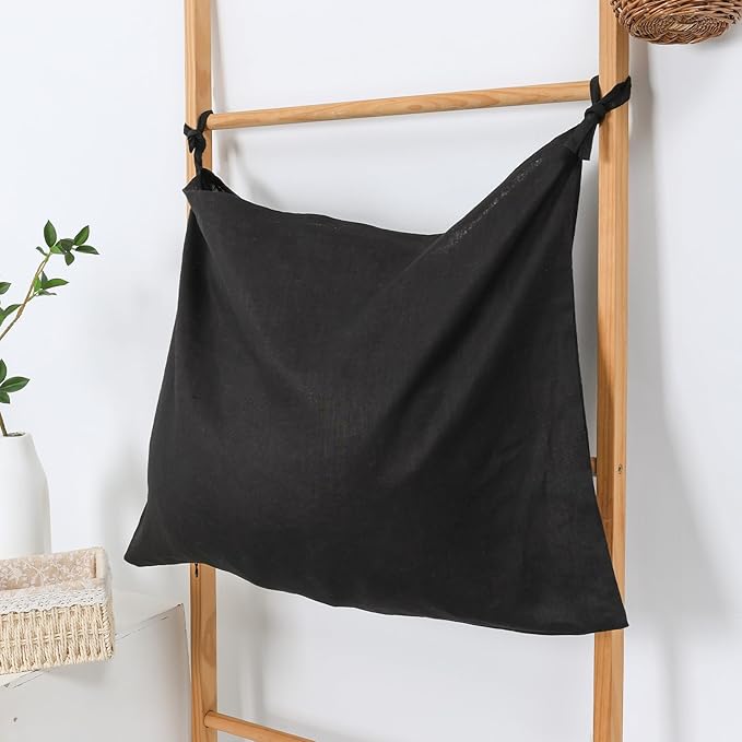 Hanging Linen Laundry Bag, 100% Pure Flax Linen Over The Door Hamper