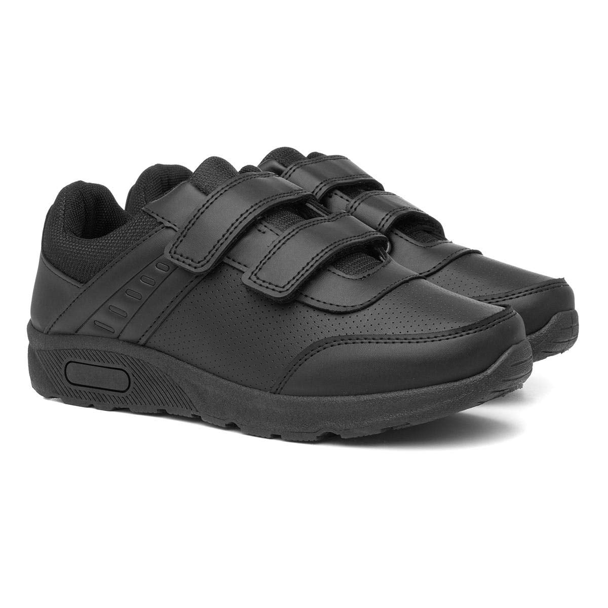 Boys Easy Fasten Black Trainer - Size 12 Child UK - Black
