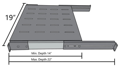 Tedgetal 1U Sliding Rack Shelf 19" Server Rack Mount Cabinet 14"-22" Adjustable Depth 4 Post