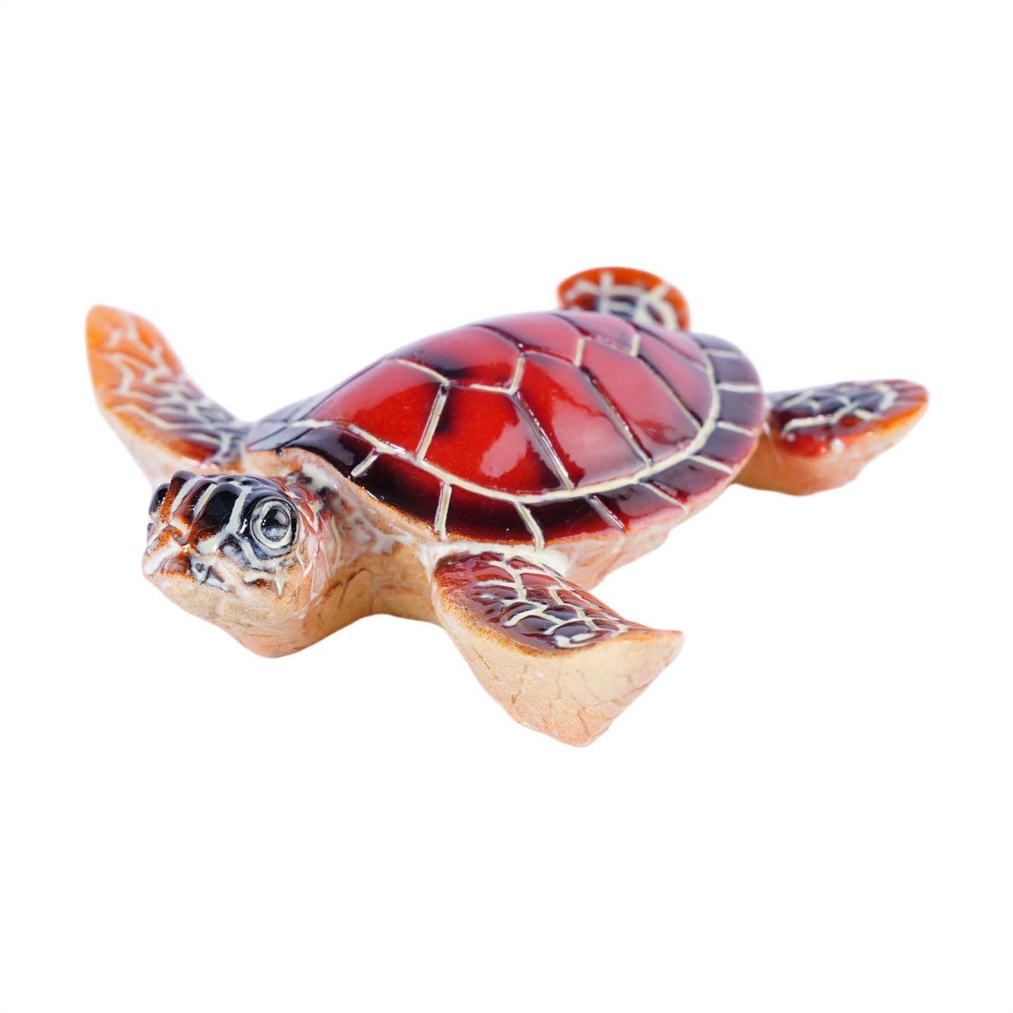 Brizoria Sea Turtle Decor Mini Turtles Vibrant Mosaic Shell Resin Figurines for Ocean Decor Coastal Tabletop Shelf Beach Themed Room Decor and Sea Turtle Gifts, Red