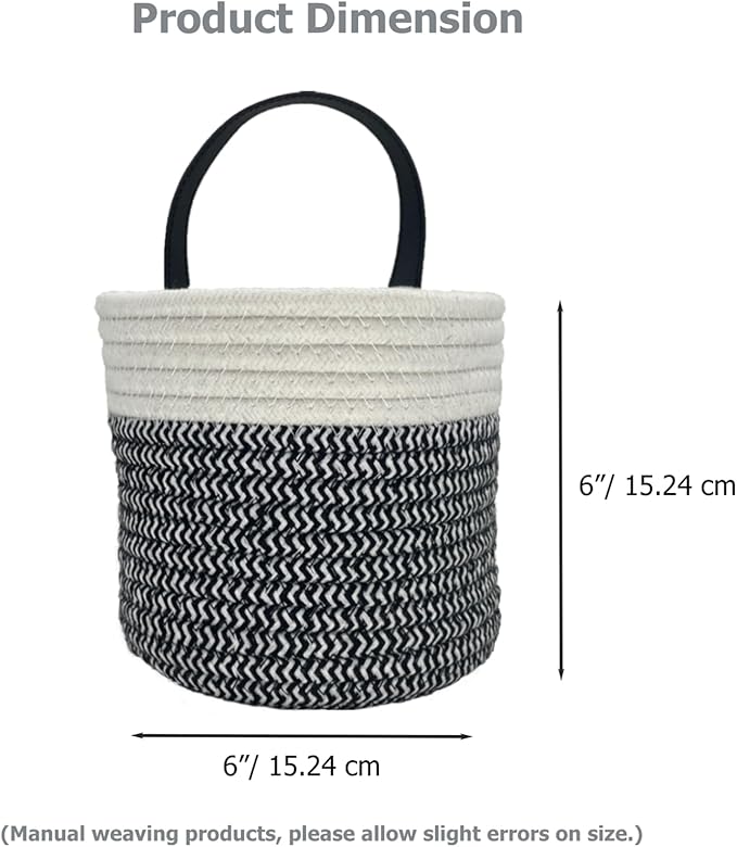 Cotton Rope Hanging Baskets for Organizing 2 Pcs Round Small Wall Basket