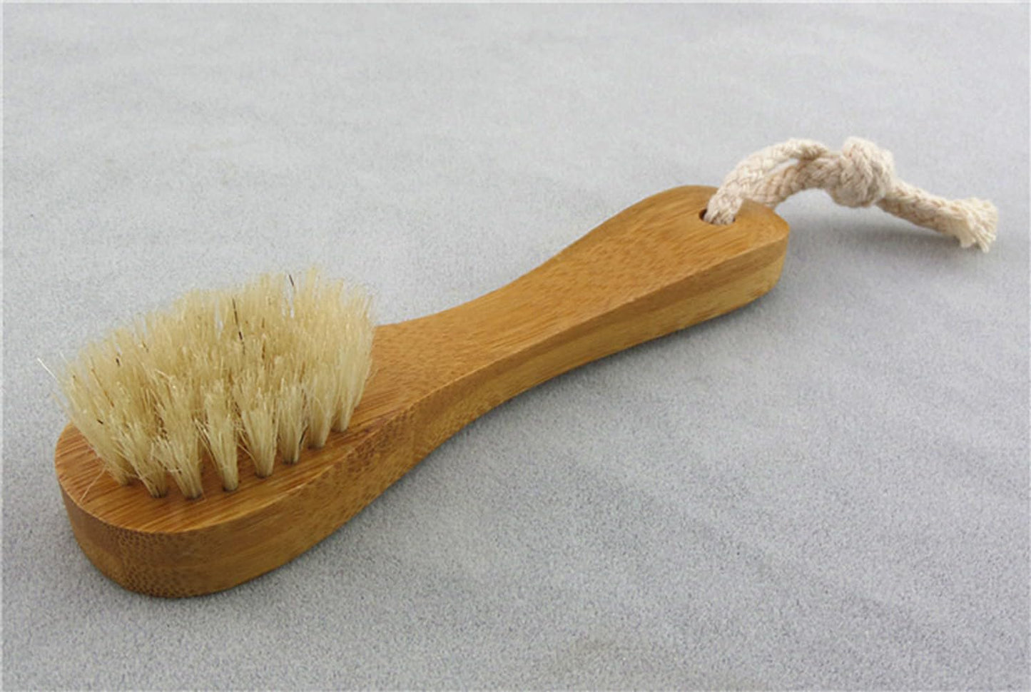 Natural Soft Wool Bristles Dry Facial Cleansing Brush, 6" Face Skin Care Exfoliating Scrub Brush, 2 Pack Wood Handle Face Brush Cleanser.