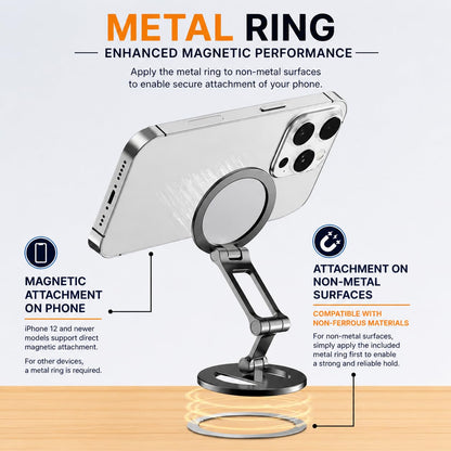 HM² Magnetic Phone Holder for Gym Equipment, Magnetic Phone Mount for Golf Cart, Car & Desk, Magnetic Phone Mount for MagSafe, Strong N55 Magnet, Foldable Adjustable Stand for iPhone 17-12