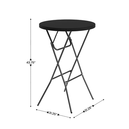 Flash Furniture Elon Round Folding Bar Height Table for Parties and Commercial Events, Indoor/Outdoor Plastic Bar Height Folding Table, 32", Set of 4, Black