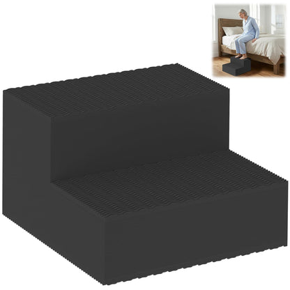 High Density Foam Two Bed Step Stool for Seniors Adults, 11.8" Rise Step with Double Sided Non-Slip Surface & Pads for High Bed/Kitchen/Door Entrance