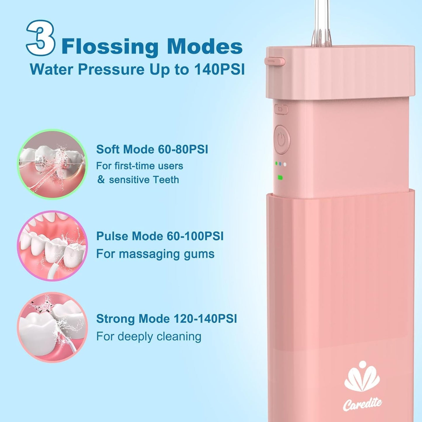 Portable Water Flosser for Teeth,Travel Water Flosser Picks,Mini Cordless Oral Irrigator Rechargeable Power Dental with Telescopic Water Tank, IPX7 Wateroproof for Brace & Sensitive Teeth Care,Black