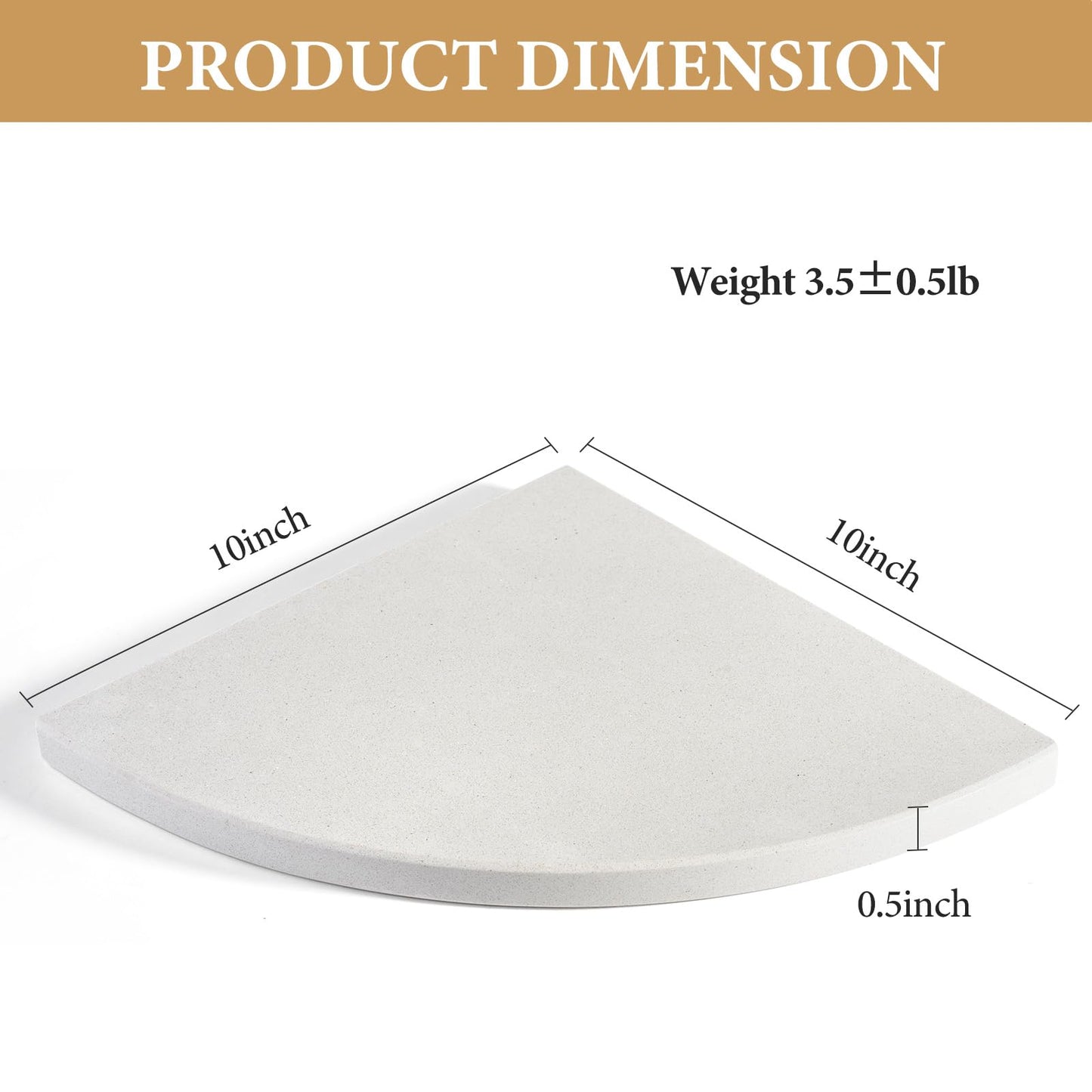 Koville Natural Marble Corner Shower Shelf for Bathroom, 10'' Polished Marble Corner Shelves, Wall Mounted Stone Corner Shower Caddy, No Drilling Adhesive Shelf - White Cliff (No Glue Included)