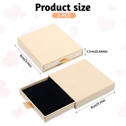 Thinp 2 Pcs Small Jewelry Gift Box, Cardboard Jewelry Boxes with Lids Bracelet Earring Necklace Gift Box for Birthday Xmas Christmas Wrapping (Brown)