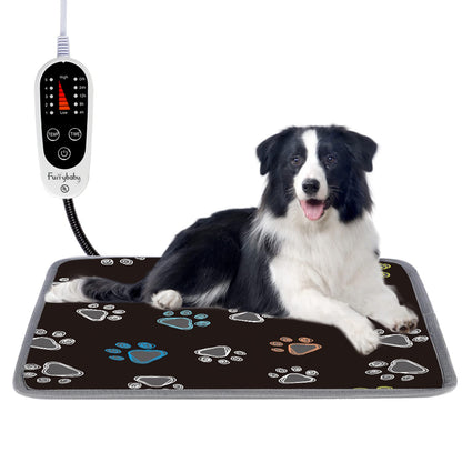 furrybaby Pet Heating Pad, Waterproof Dog Heating Pad Mat for Cat with Durable Anti-Bite Tube Indoor for Puppies Dogs Cats (1 Pack Black, 17 X 17in, Temp Adjustable)