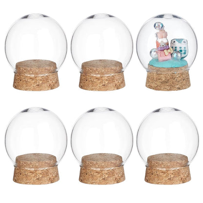 NBEADS 6 Pcs Decorative Glass Dome Cover, 2×2.4 Inch Mini Display Dome Cloche Bell Jar Clear Glass Display Dome Cover with Wood Base for Centerpieces Plants Rocks Specimens Decorations Crafts