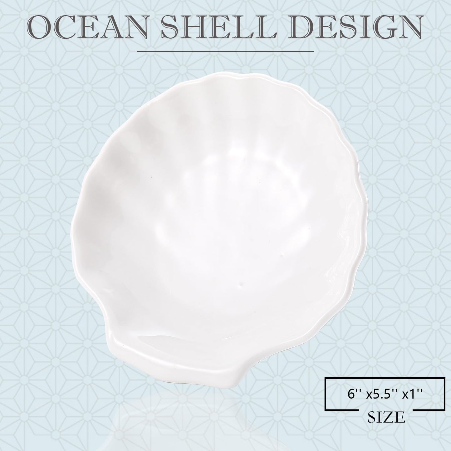 CCINPPY Shell Ring Dish Tray, Ceramic Jewelry Tray Trinket Dish, Seashell Key Holder Bowl, Beach Room Coastal Decor Aesthetic, Ocean Bathroom Counter Decor, White, Large