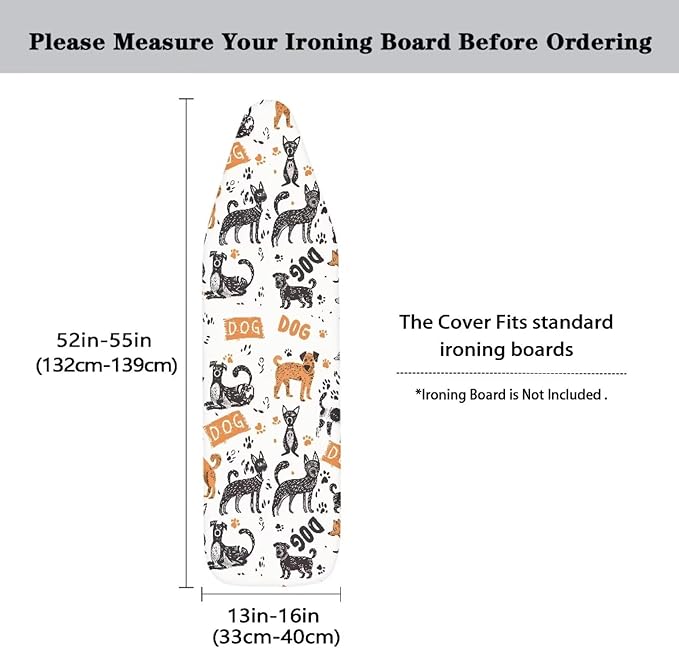 Sprowallow Cartoon Dog Ironing Board Cover and Pad Standard Size Silicone