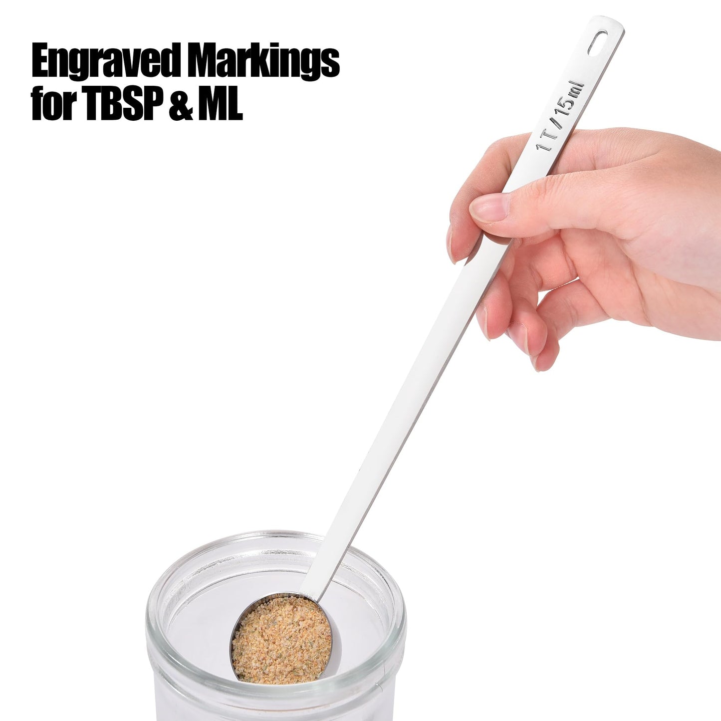 18/8 Stainless Steel Coffee Scoop, Doosu Food-Grade Metal Measuring Spoon with 8.5in Long Handle, Tablespoon Scooper for Coffee Beans, Ground Coffee, Espresso, Protein Powders, Tea, Sugar (1 Tbsp)