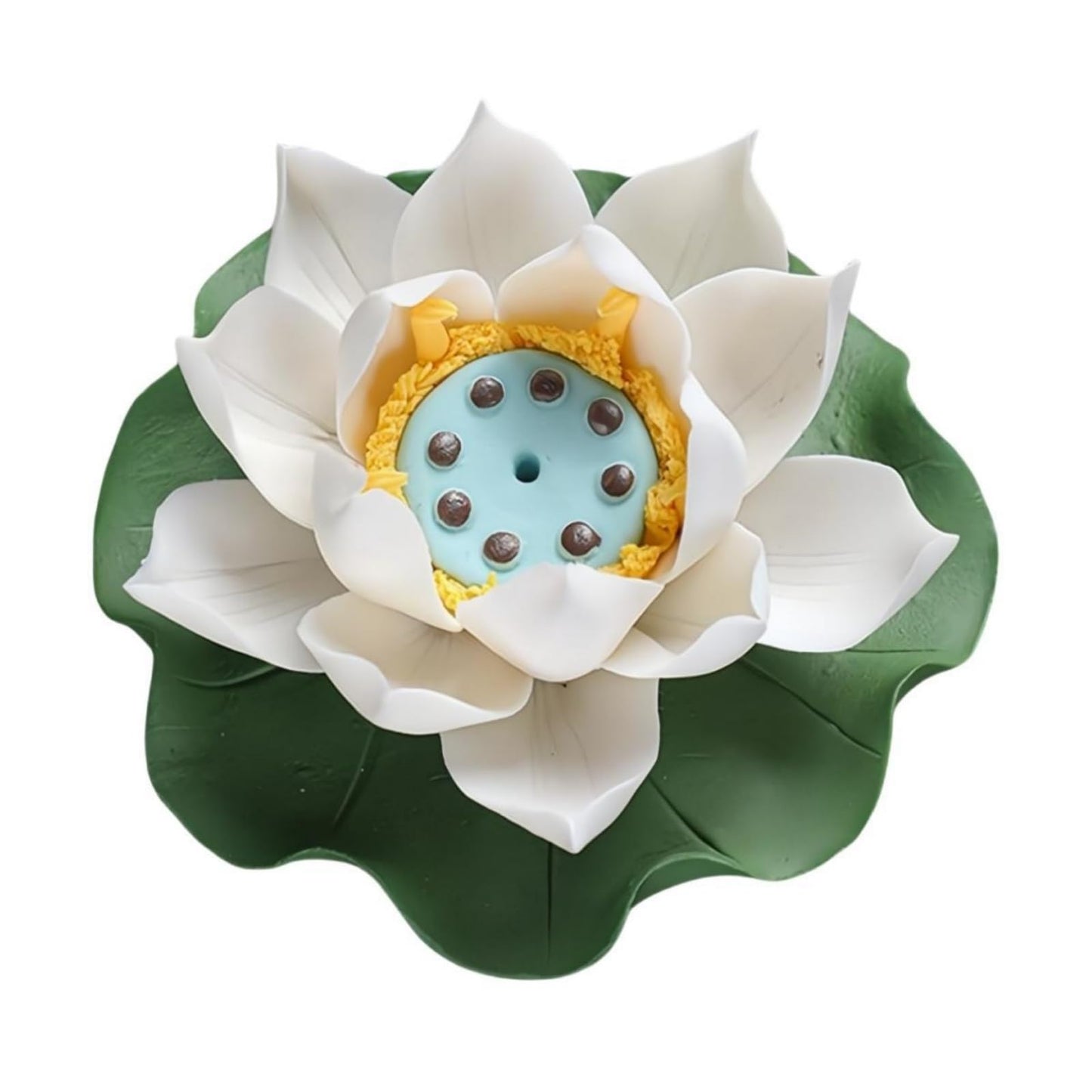 Lotus Incense Holder for Mosquitos - White Ceramic Bloom with Leaf Tray, Aromatherapy Decor, Meditation Gift Set, Zen Home Office Desk Altar Decor (Handmade, Ash Catcher, Unique Holiday Present)