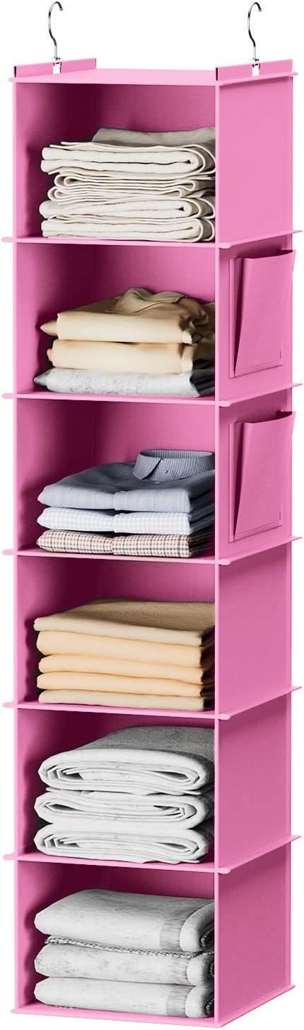 YOUDENOVA Hanging Closet Organizer and Storage, 6-Shelf Closet Hanging Storage