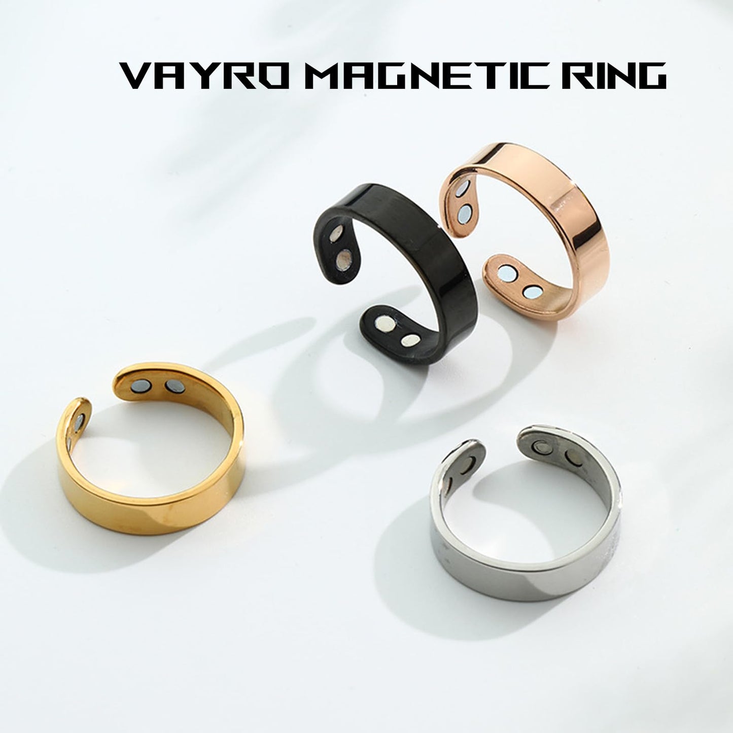 Wryhaul Vayro Magnetic Ring for Women and Men, Vayro Adjustable Open Lightweight Water-Resistant Vitality Rings (Silvery)