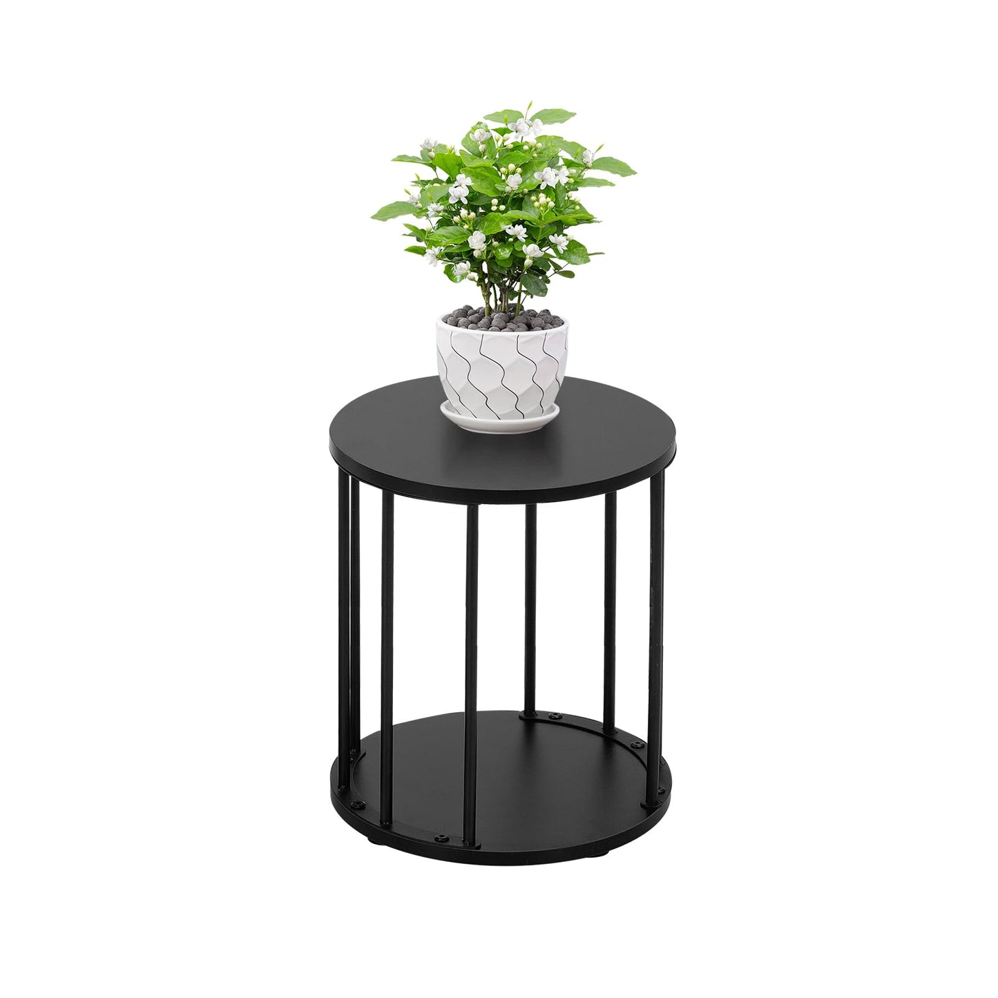 Leinade Plant Stand Indoor,small plant stool,Flower Pot Corner stand holder,Mid Century Heavy Duty Metal Tall Home Decor,Modern Round End Table,Small Rustic Display Stand for Living Room,Bedroom(Black,14In)