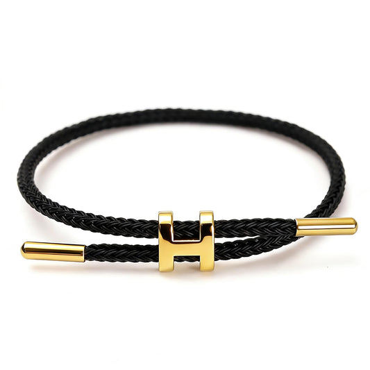 PPbuky Steel Bracelet Link, Adjustable H-shape Wire Rope Bracelet, Lucky Jewelry with Titanium Buckle for Birthday, Valentine's, Graduation, Fashion Gift for Women, Men, Lovers, Friends, Black