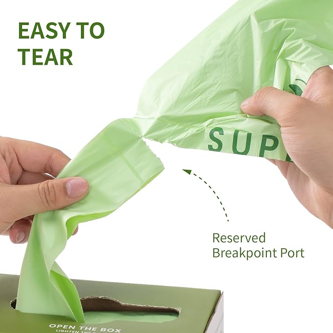 SUPERBIO 2.6 Gallon Compostable Bags, 2 Pack, Handle Tie Food Waste Bags