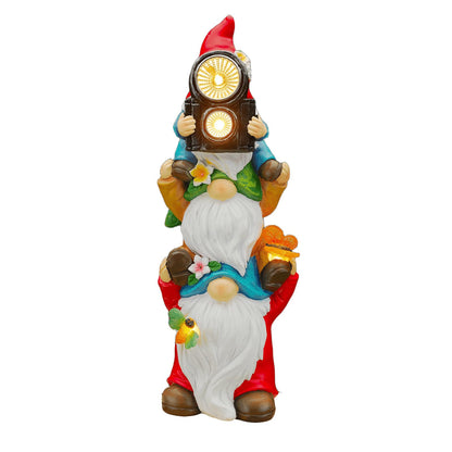 Elegondrar Funny Photography Garden Gnomes Statue, Solar Christmas Gnomes Outdoor Decor for Yard, Lawn, Patio, Porch, Unique Xmas Birthday Housewaming Gifts,12 Inch, Resin