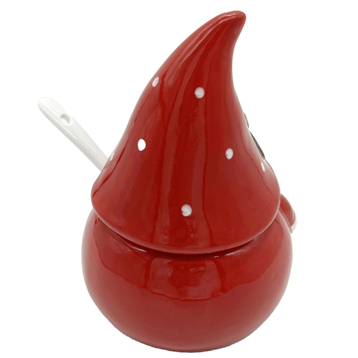 Santa Claus Salt and Pepper Shaker Set with Spoons - 6.5 Inch Ceramic Christmas Spice Dispenser with Lids for Kitchen Holiday Dining Table Decor Gift Set (Red)