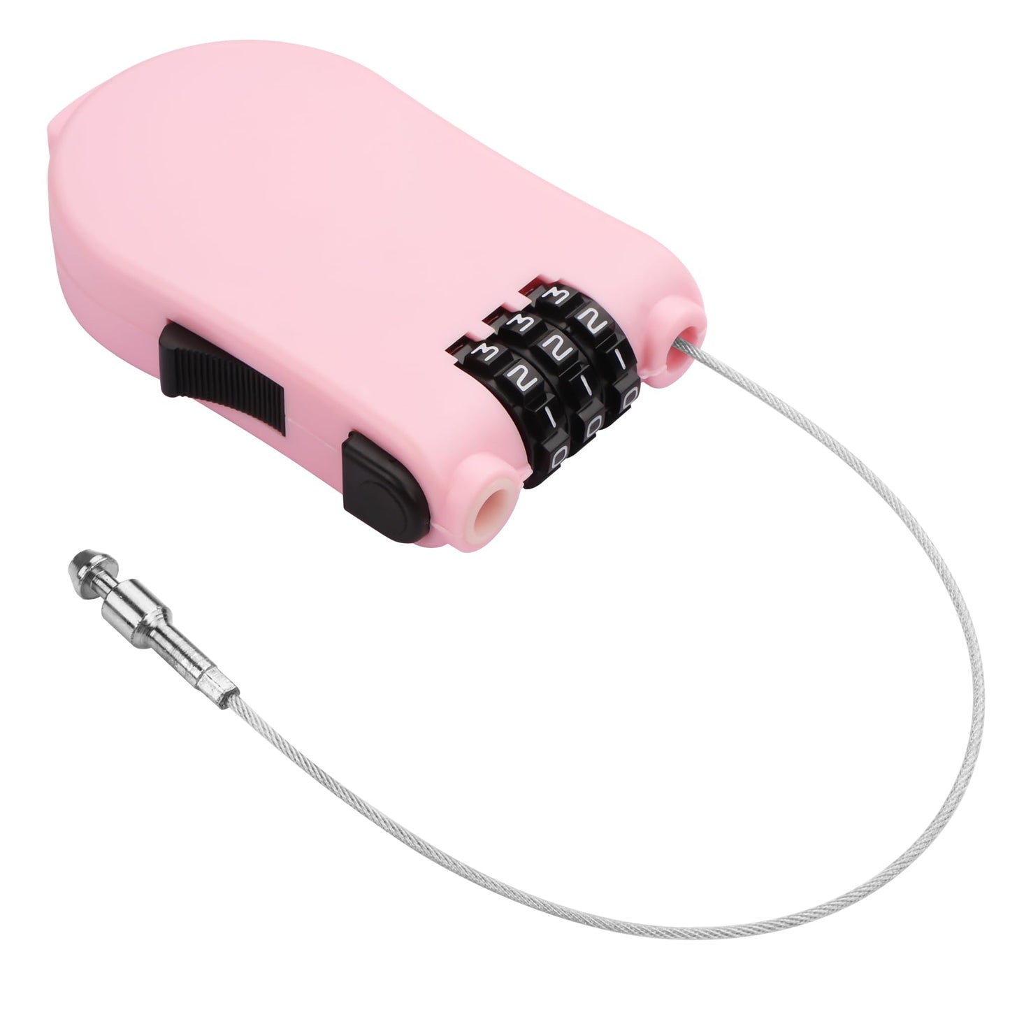 YAODHAOD Combination Cable Lock, Retractable Steel Cable Luggage Lock with 39inch Retractable Steel Cable 3 Digit Combination Lock Travel Bike Helmet Snowboard Lock（Pink）