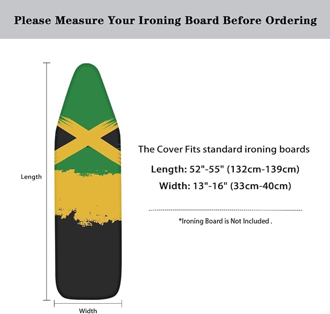 GLENLCWE Jamaican Flag Iron Board Cover Heat Reflective Ironing Board Cover