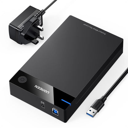 UGREEN Hard Drive Enclosure, USB 3.0 to SATA HDD Caddy for 2.5 3.5 inch SSD HDD Disk up to 22TB with DC Power Adapter, Tool-free Lay-Flat Hard Drive Docking Station for Windows Linux macOS, PS4, Xbox