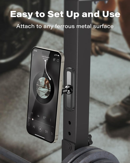 APPS2Car Magnetic Phone Holder for Gym, Alloy Base & Ball Joint, Attach to Metal Surfaces, Dual Magnet Phone Mount for MagSafe iPhone 12-17 Series
