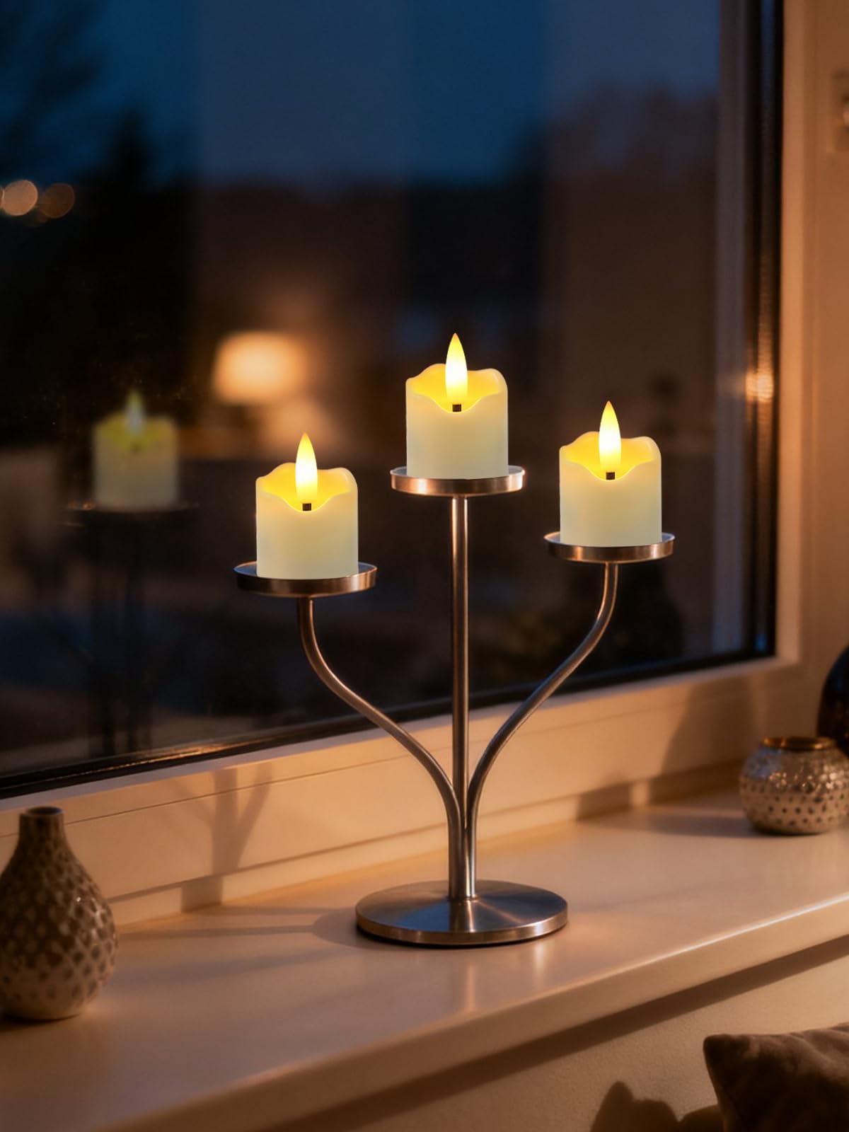 Rechargeable Flameless Tea Light Candles with Timer Remote, 1.5"x2.2" Electric Fake Flickering Votive Candles for Anniversary Wedding Centerpiece Table Decor Funeral Halloween Christmas, ivory, 6 Pack