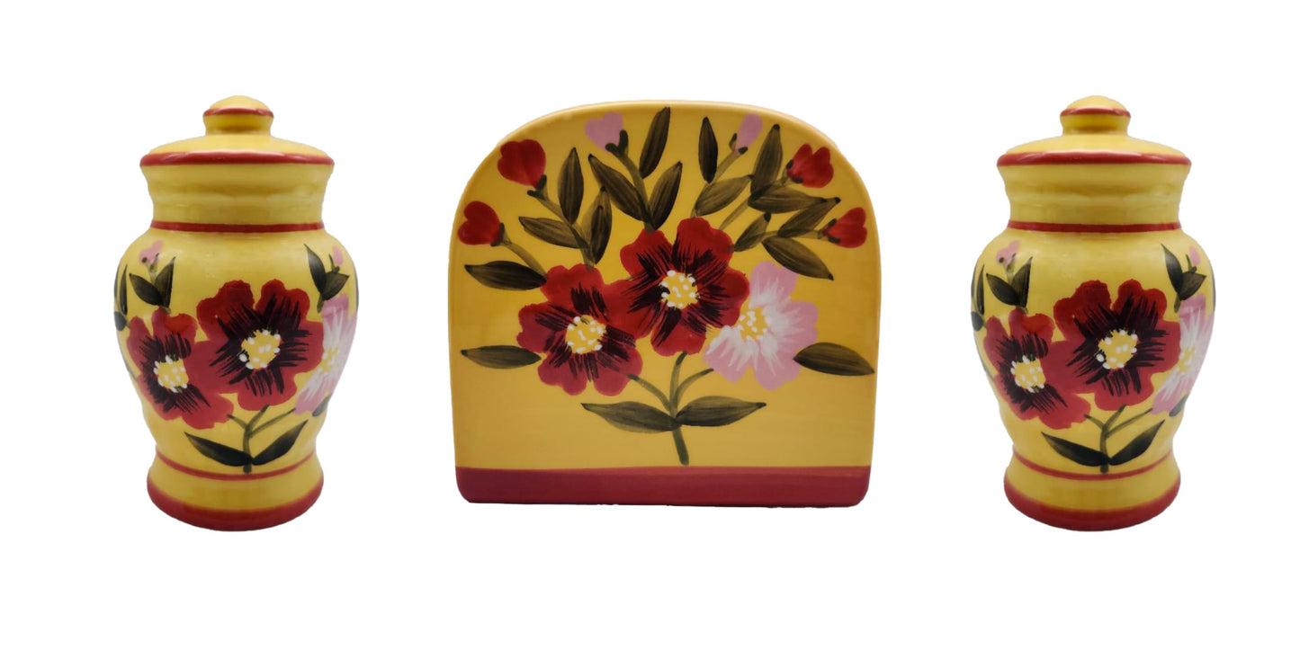 ACK Salt and Pepper Shaker with Napkin holder (Garden), Kitchen Décor