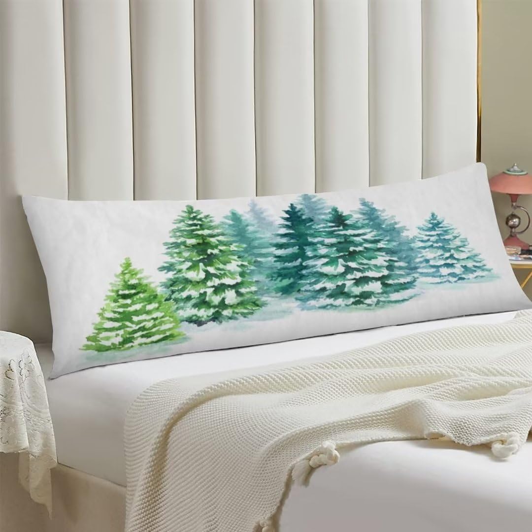 Christmas Body Pillow Cover Christmas Tree Xmas Winter Hohiday Throw Pillow Covers Long Pillow Case Protector with Zipper Decorative Rectangle Bed Pillowcases for Bedroom,Couch,Home Gifts 20"x54"