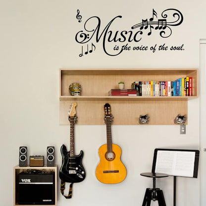 Music is The Voice of The Soul Vinyl Wall Art Decals Lettering Quotes Music Symbols Sayings for Music & Dance Room