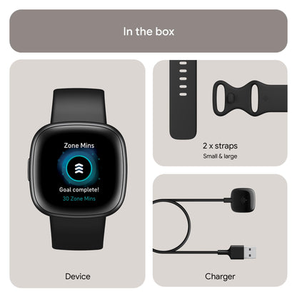 Google Fitbit Versa 4 Fitness Smartwatch with built-in GPS and up to 6 days battery life - compatible with iOS 15 or higher & Android OS 9.0 or higher, Black/Graphite