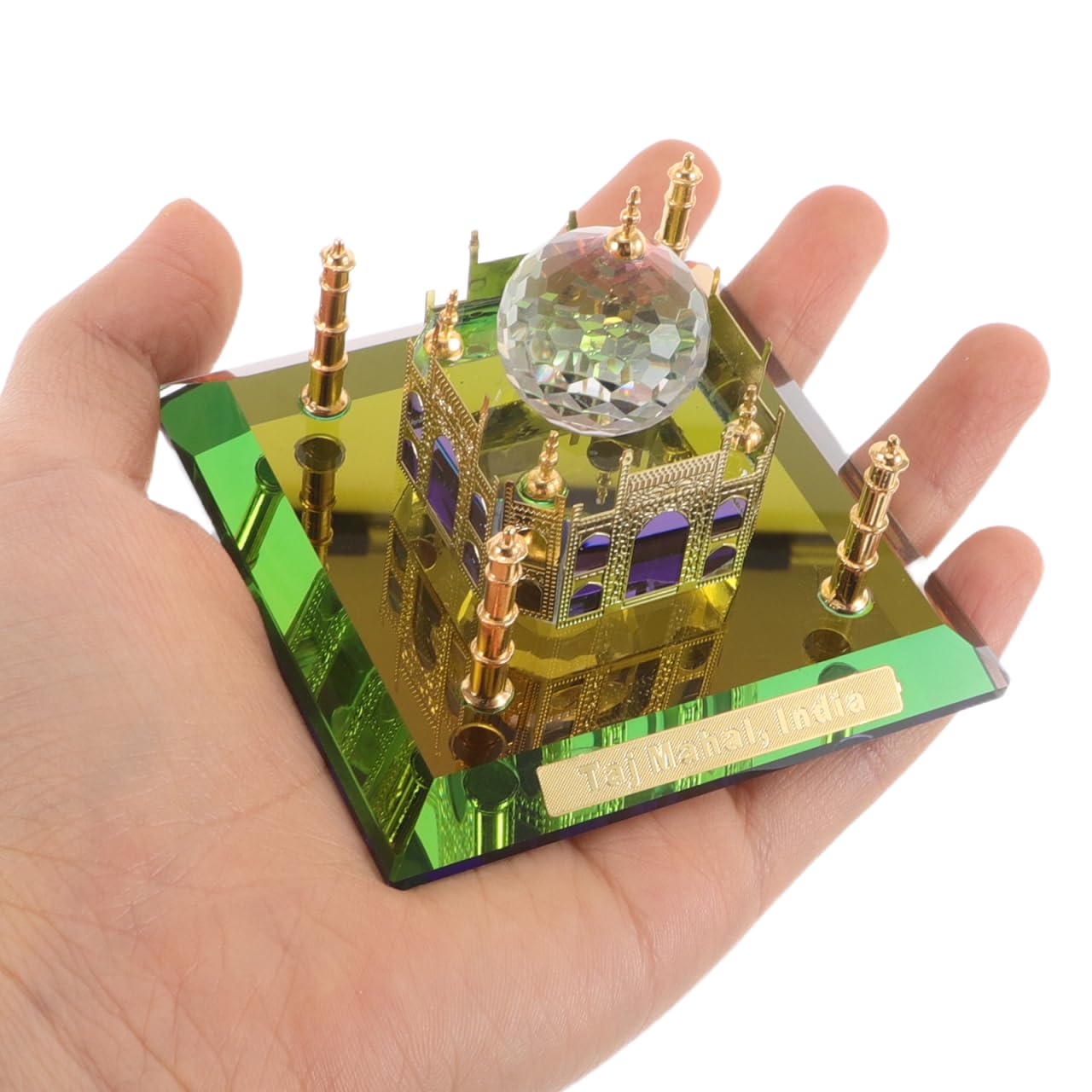 PRETYZOOM Taj Mahal Architecture Model Ornament, 2.75 in Metal Inlay Building Sculpture with Intricate Detailing for Desktop Display, Home Office Decor & Collectors