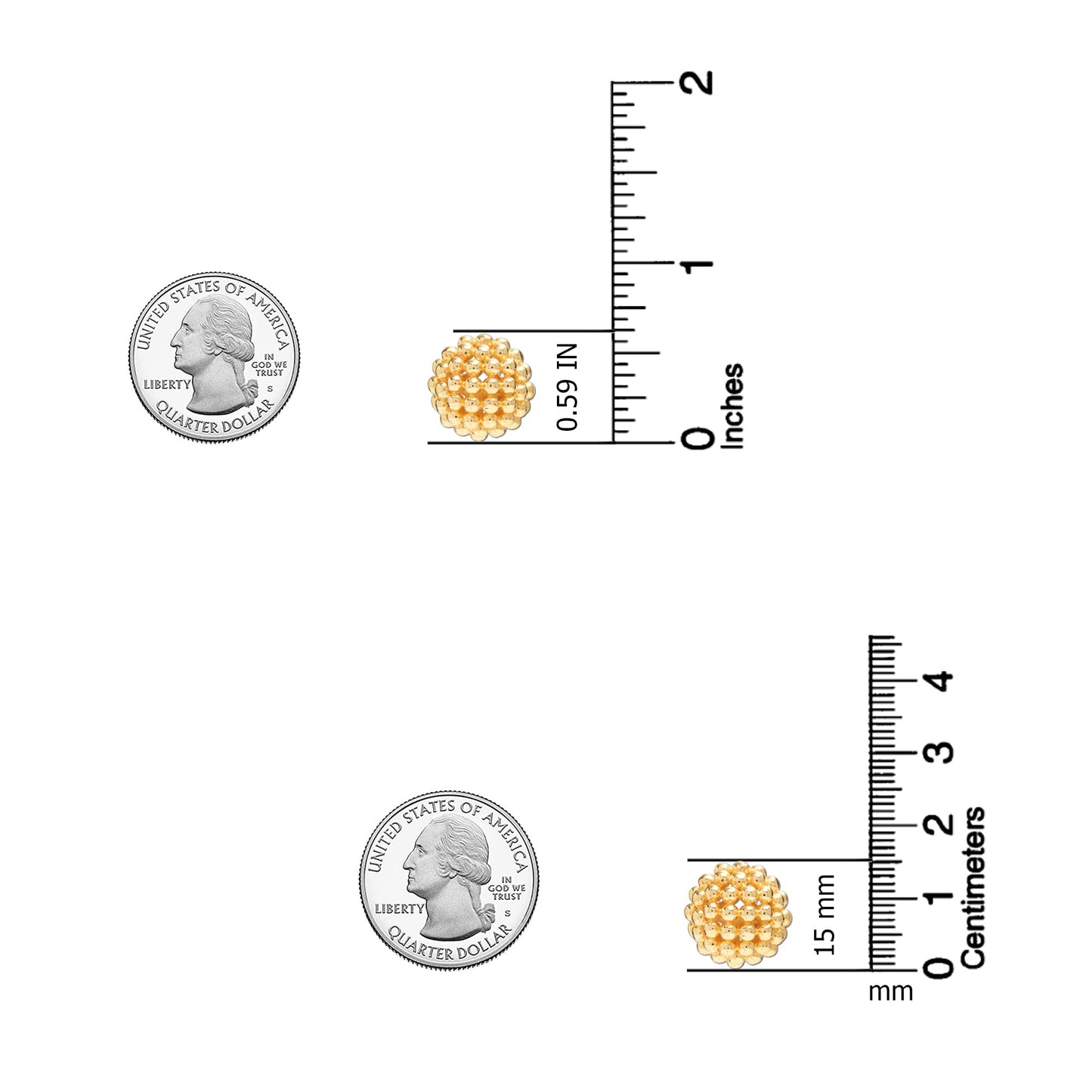 LeCalla 925 Sterling Silver Omega Back Earrings Jewelry Large 14K Gold Plated Crossover Round Beaded Omega Clip Back Stud Earring for Women - 15MM