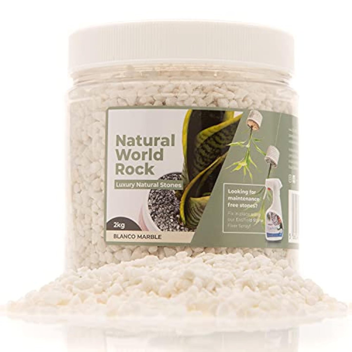 Natural World Rock Plant Topper Rocks - Beautiful Natural Rocks | 4lbs | 1/5" Diameter | Home & Garden Plant Pots Vases and Decorations (Blanco (White) Marble)