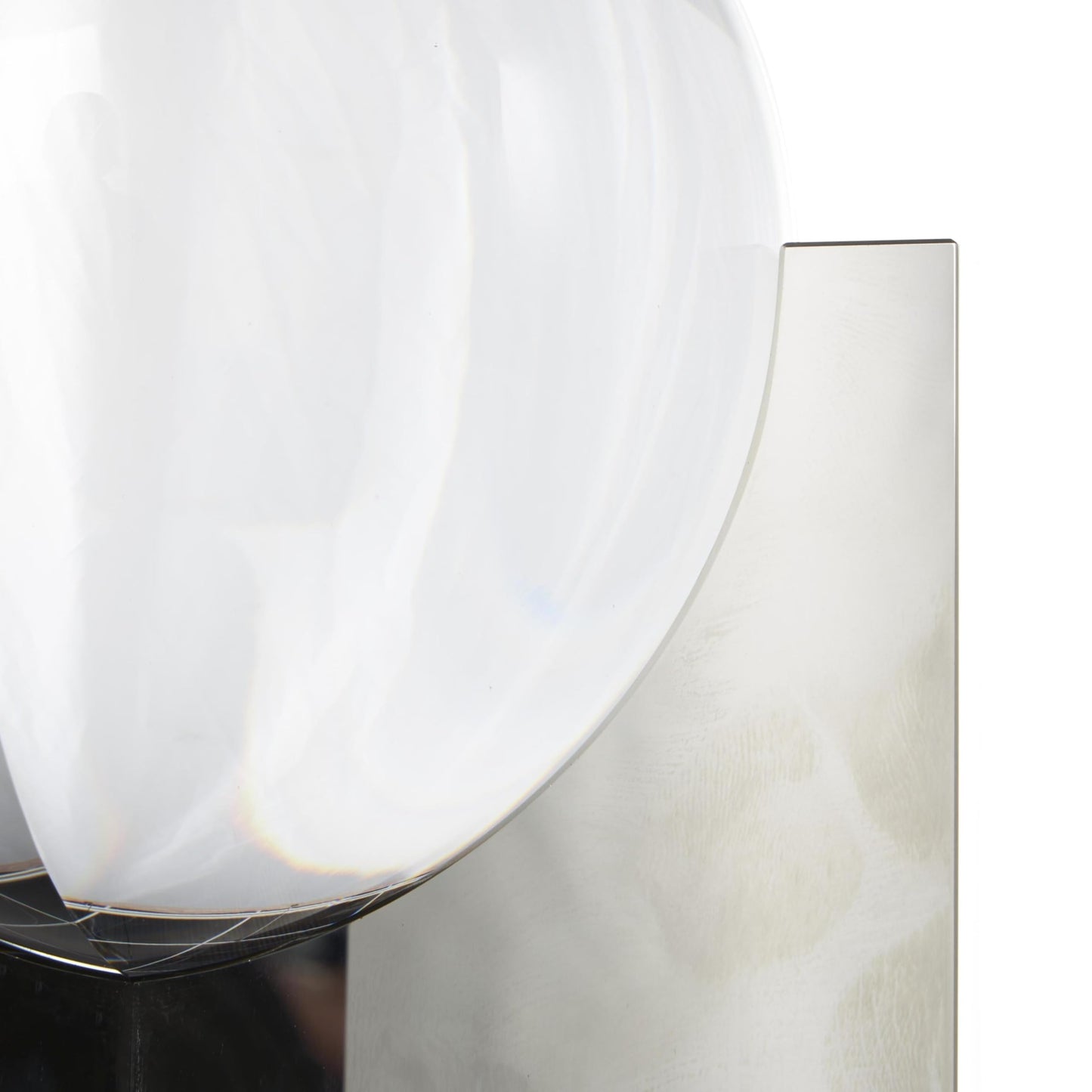 Deco 79 Glass Geometric Decorative Sculpture Home Decor Statue with Clear Orb and X-Shaped Holder, Accent Figurine 5" x 5" x 8", Silver