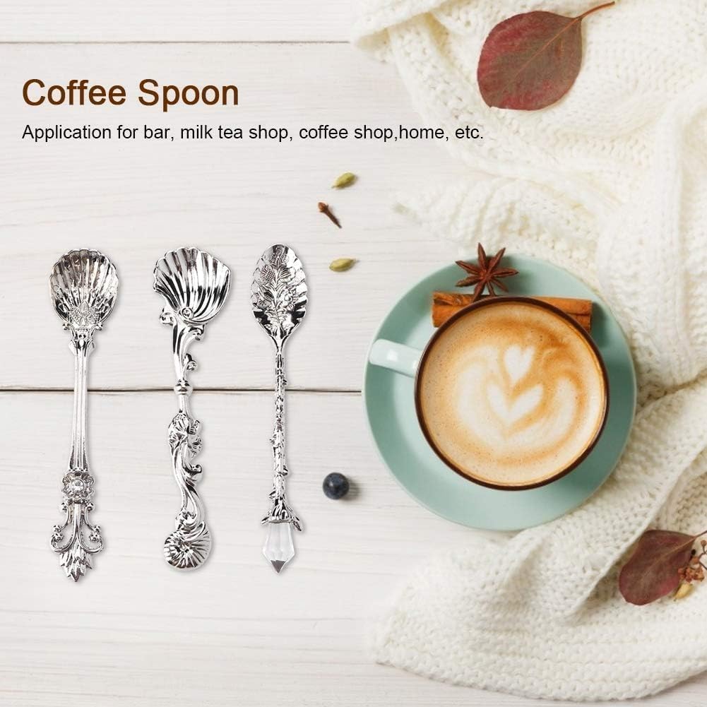 Coffee Espresso Spoons Set of 6 Tiny Spoon Vintage Cutlery Sugar Spoon Tea Dessert Soup Spoons Teaspoons Coffee Stirrers for Kitchen Dining Bar