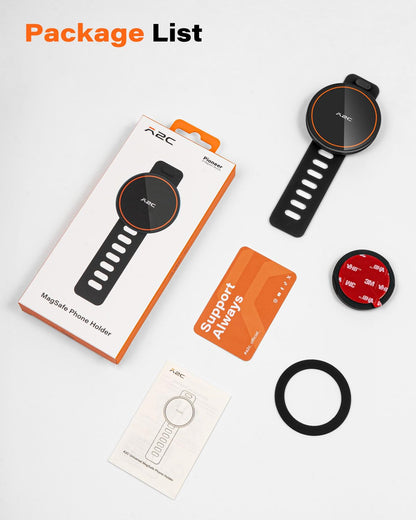 A2C Stroller Phone Holder Compatible with MagSafe - Peloton Phone Mount with 17 N54 Strong Magnets Adjustable Silicone Strap for Fitness Gym Equipment, Peloton Exercise Bike, Shopping Cart, Golf Cart